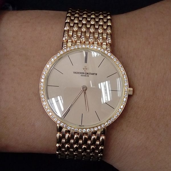 流當手錶拍賣 VACHERON CONSTANTIN 江詩丹頓 18k玫瑰金 鑽圈 手上鍊 男錶 盒單齊ZR372