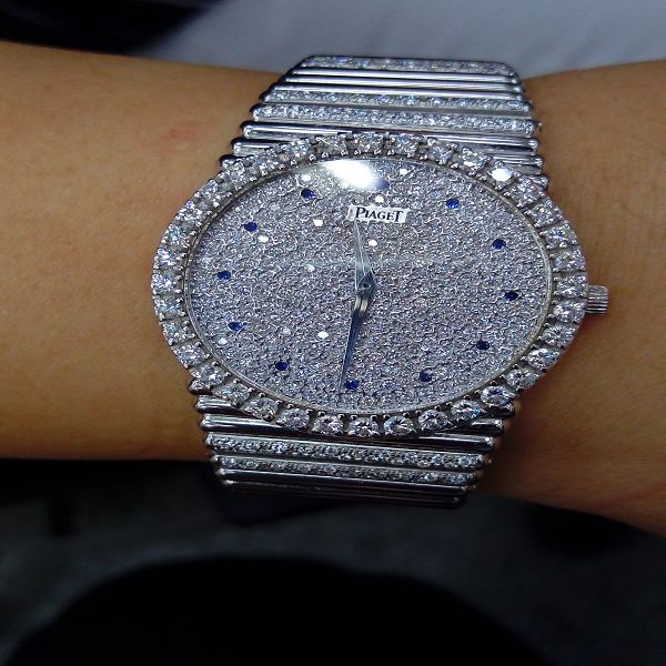 流當手錶拍賣 原裝 PIAGET 伯爵 18K金 滿天星 鑽圈 鑽帶 自動 男女錶 9成5新 喜歡價可議 ZR309