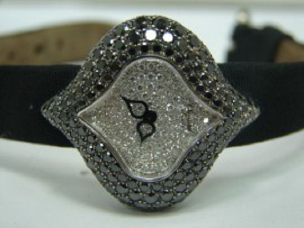 流當品拍賣 稀有 原裝 CHOPARD 蕭邦 PASHKIN 18K 黑彩鑽 石英 女鑽錶PR119