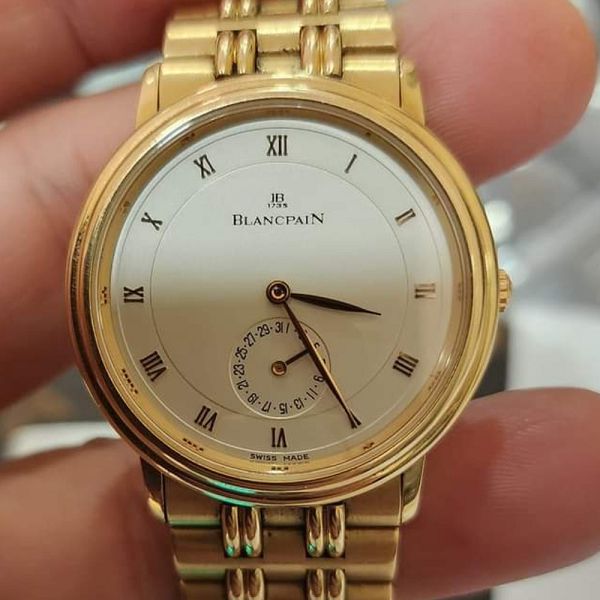 流當手錶拍賣 原裝 BLANCPAIN 寶珀錶 Villeret 18K金 自動 男錶 9成9新 盒單齊UJ035